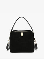 Allison Faux Suede Satchel - Black
