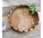Round Wood Scalloped Tray