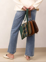 Tara Plaid Double Zip Crossbody - Maroon