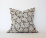22x22 Charcoal Floral Pillow Cover