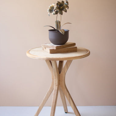 Short Wooden Round Accent Table