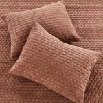 Queen Velvet Stitch Quilt Set - Rust