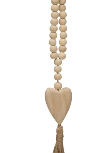 Wooden Bead Garland w/ Heart