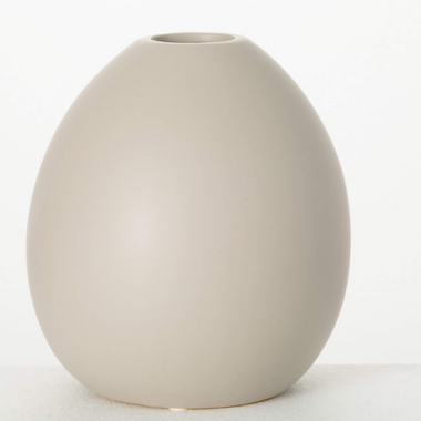 Modern Matte Gray Oval Vase