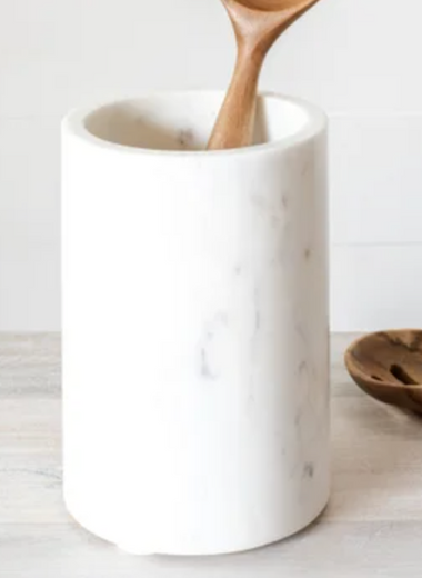 White Marble Utensil Holder & Wine Chiller