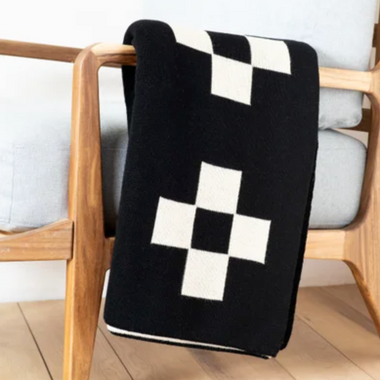 Beige & Black Cross Throw Blanket