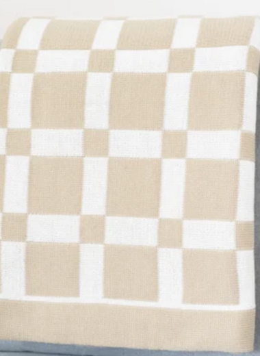 Beige Cross Throw Blanket