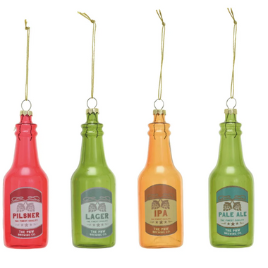 Glass Beer Bottle Ornament, 6 Styles