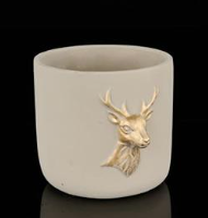 Cement Pot with Deer