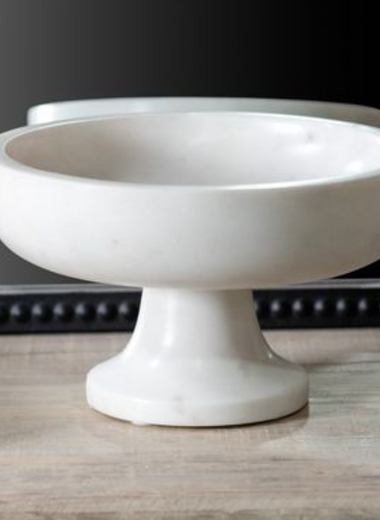 White Marble Footed Bowl