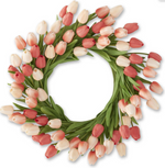 22" Coral & Peach Real Touch Mini Tulip Wreath