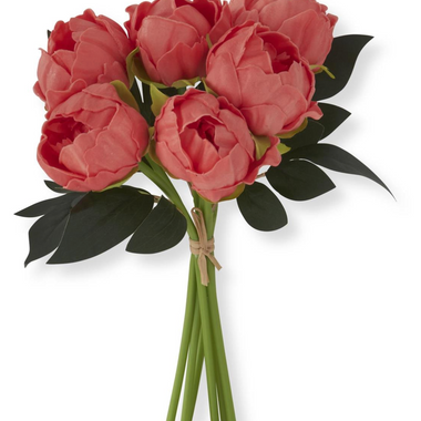 12" Coral Real Touch Peony Bundle