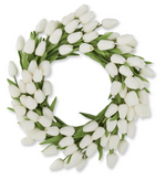 22" White Real Touch Mini Tulip Wreath