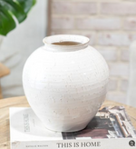 8" White Round Vase