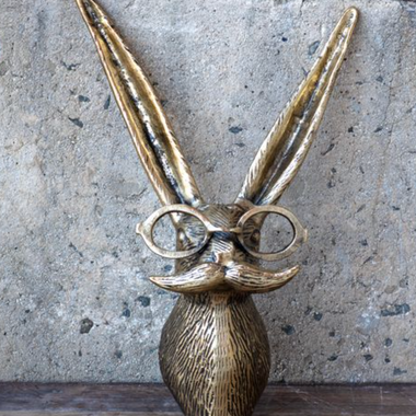 Gold Mustache Bunny Wall Accent