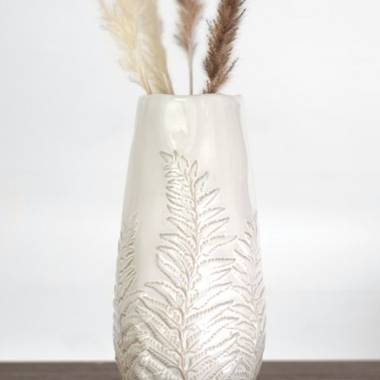 White Fern Vase