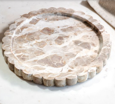 Beige Marble Scallop Edge Tray