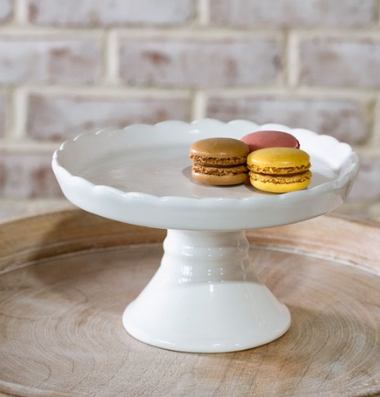 Large White Scalloped Pedestal