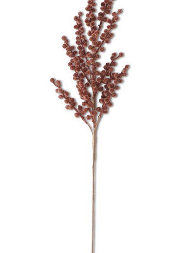 28" Brown Flocked Berry Stem