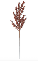 28" Brown Flocked Berry Stem