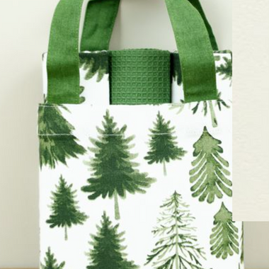 Three Towels in Bag - Green Trees