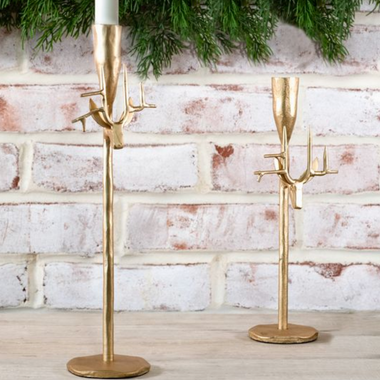 Gold Deer Head Pillar Candleholder
