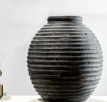 12" Black Terracotta Line Vase