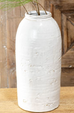 11" White Ceramic Vase