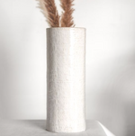 13" White Checkered Vase