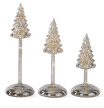Silver Mercury Glass LED Tree Finial with Timer