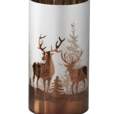Frosted Deer Winter Scene Candle Slip Cover