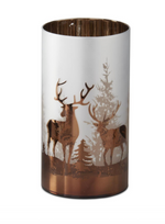 Frosted Deer Winter Scene Candle Slip Cover