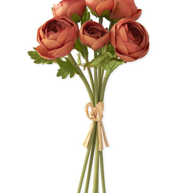 10.75" Dark Orange Real Touch Ranunculus Bundle