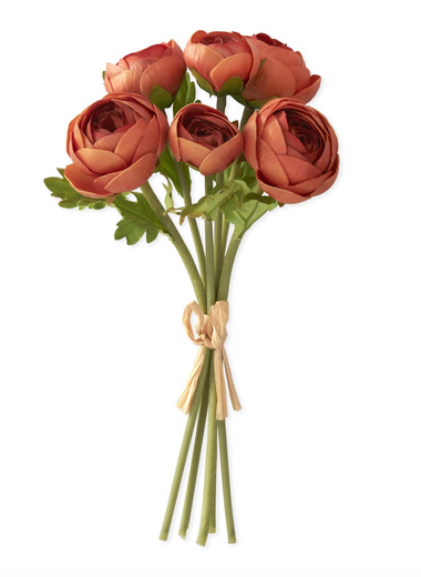 10.75" Dark Orange Real Touch Ranunculus Bundle