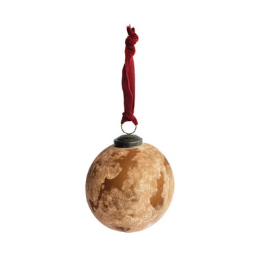 Glass Ball Ornament w/ Burgundy Velvet Ribbon