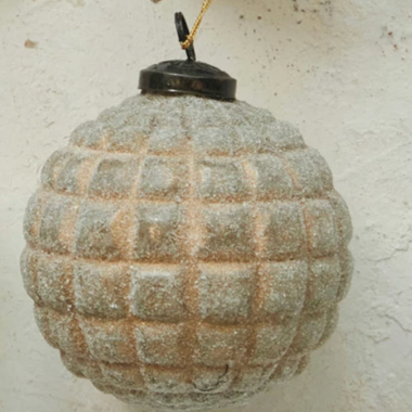 Embossed Recycled Glass Ball Ornaments, Frosted Copper Finish, 2 Styles