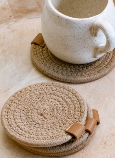 Woven Round Coasters S/4