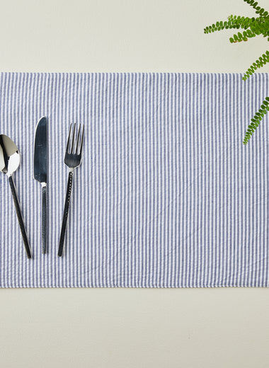 Navy Seersucker Placemats - Set of 4