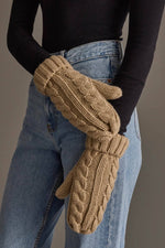 Tan Cable Knit Mittens