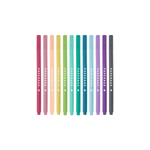 12 Pack Felt Tip Fine Line Marker Pens With Case - Pastel