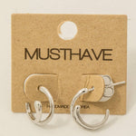 Thin Line Twist Hoop Earrings - Silver