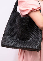 Tiara Woven Hobo Tote Bag With Pouch - Khaki