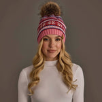 Pink, Red & Blue Pattern Pom Hat