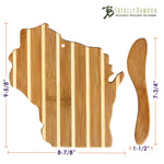 Wisconsin Shaped Charcuterie Board & Cheese Spreader Set