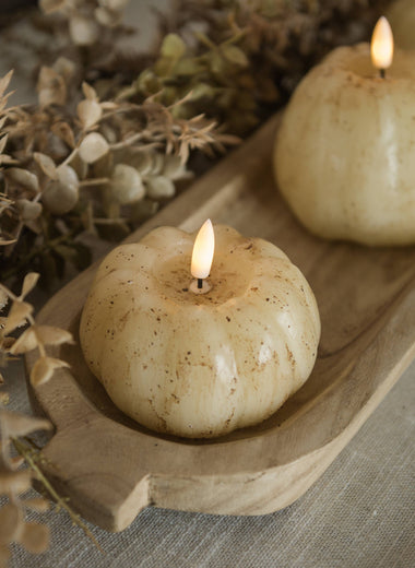 3" Cream 3D Flame Pumpkin Candle