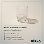 Malibu Ribbed Rocks Glass -  Clear 11oz