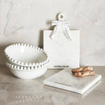 8" Ceramic Beaded Bowl - White