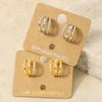 Pave Layered Hoop Huggie Earrings - Silver