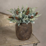 12" Frosted Holly with Pinecones Pick