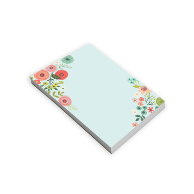 Memo Pad - Teal and Coral Flowers
